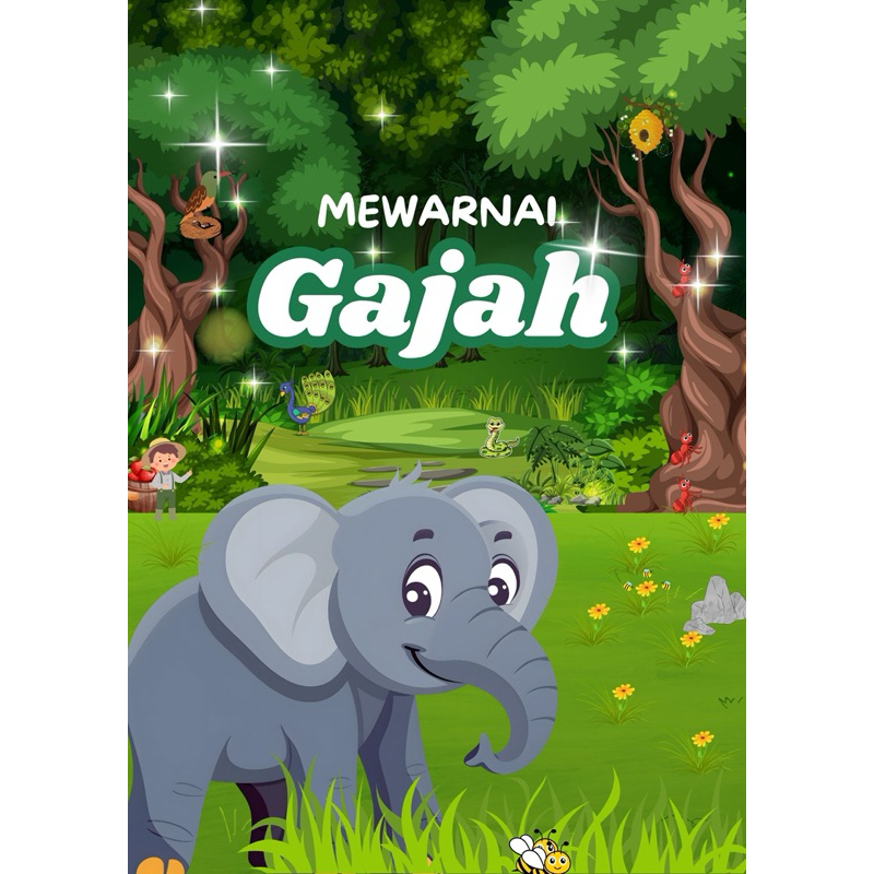Buku Mewarnai Gambar Gajah Untuk Anak SD/TK