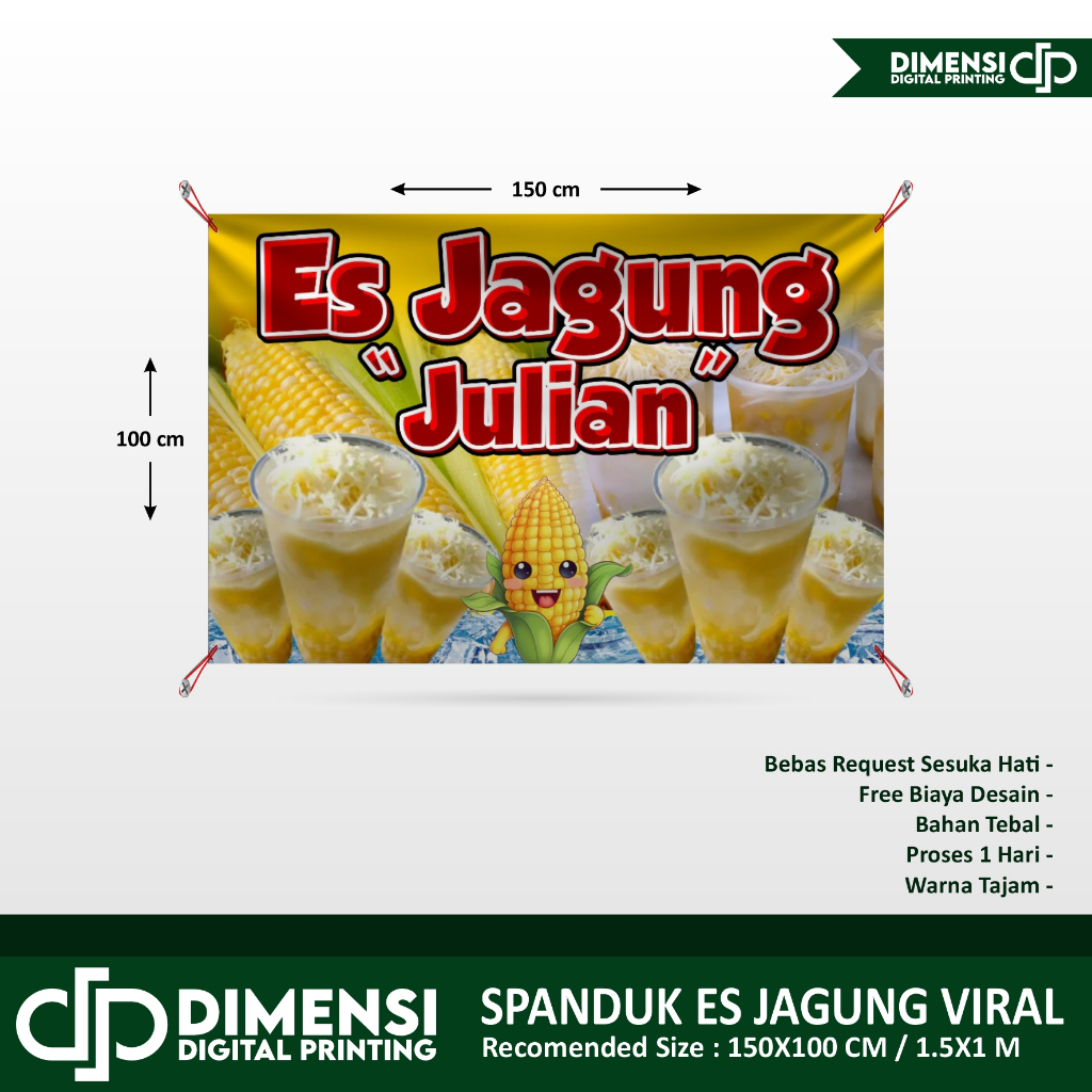 spanduk jualan es jagung viral / spanduk keperluan usaha jualan es jagung viral / spanduk UMKM