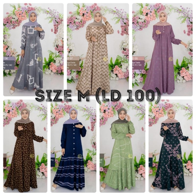 DASTER/GAMIS/PAKAIAN WANITA/DRESS TWILL ELZHAF BATIK PEKALONGAN UKURAN M (LD 100)