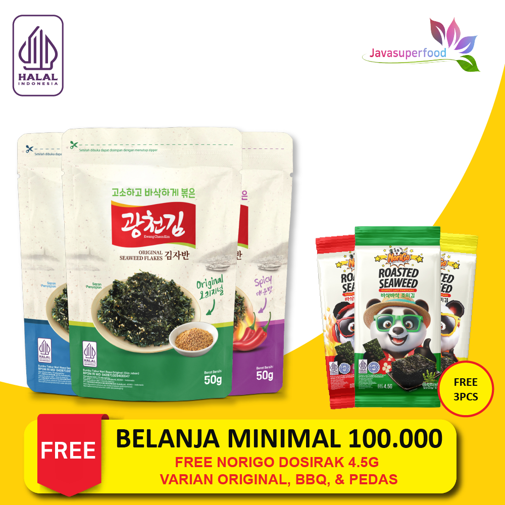 

Gim Jaban Kwangcheon 50gr / Nori Tabur / Rumput Laut Panggang / Crispy Seaweed Snack