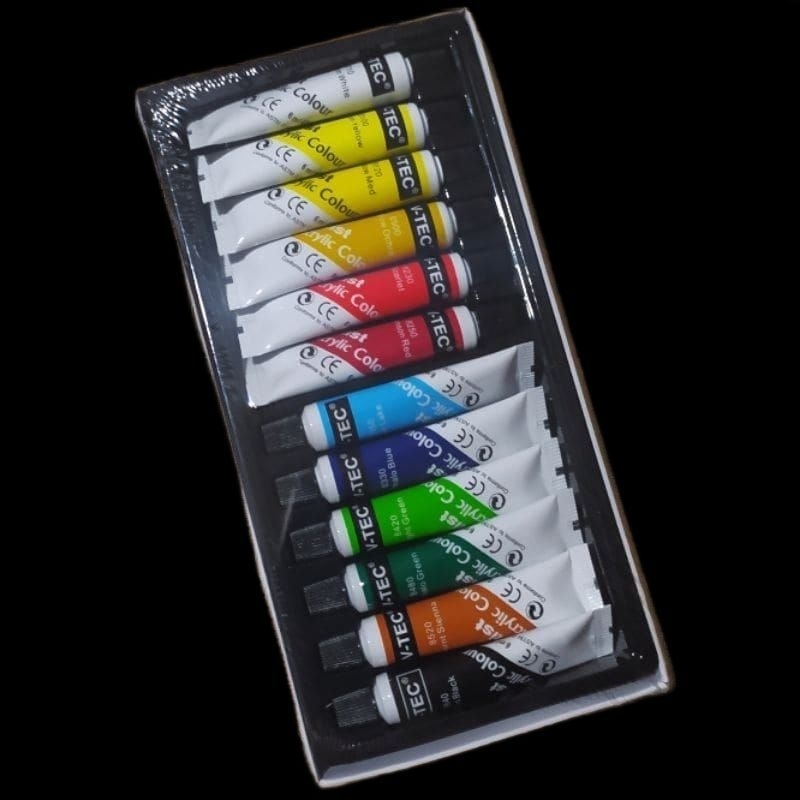 

Cat Akrilik 12 Warna Vtec/Vis 1 Cat Acrylic Colour Paint Set V-tec Lukis Kanvas