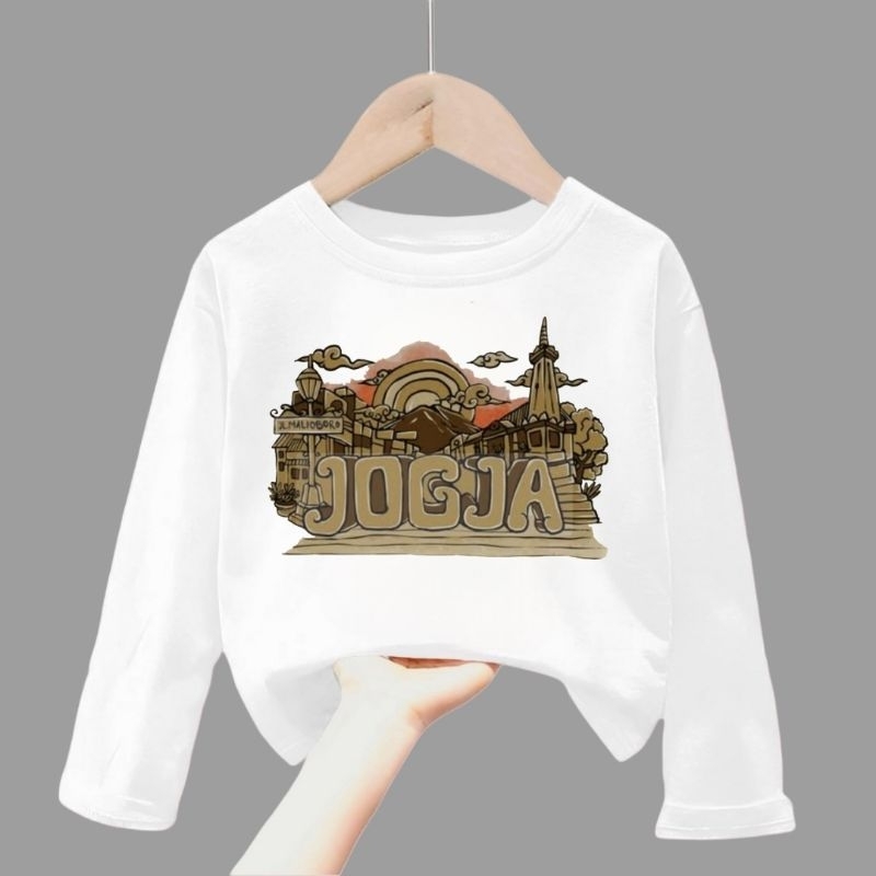 Baju kaos lengan panjang GEDUNG JOGJA anak Cowok-Cewek