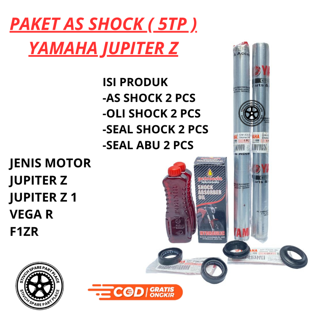 PAKET AS SHOCK + OLI SHOCK + SEAL SHOCK + SEAL ABU YAMAHA JUPITER Z JUPITER Z1 VEGA R VEGA ZR F1ZR /