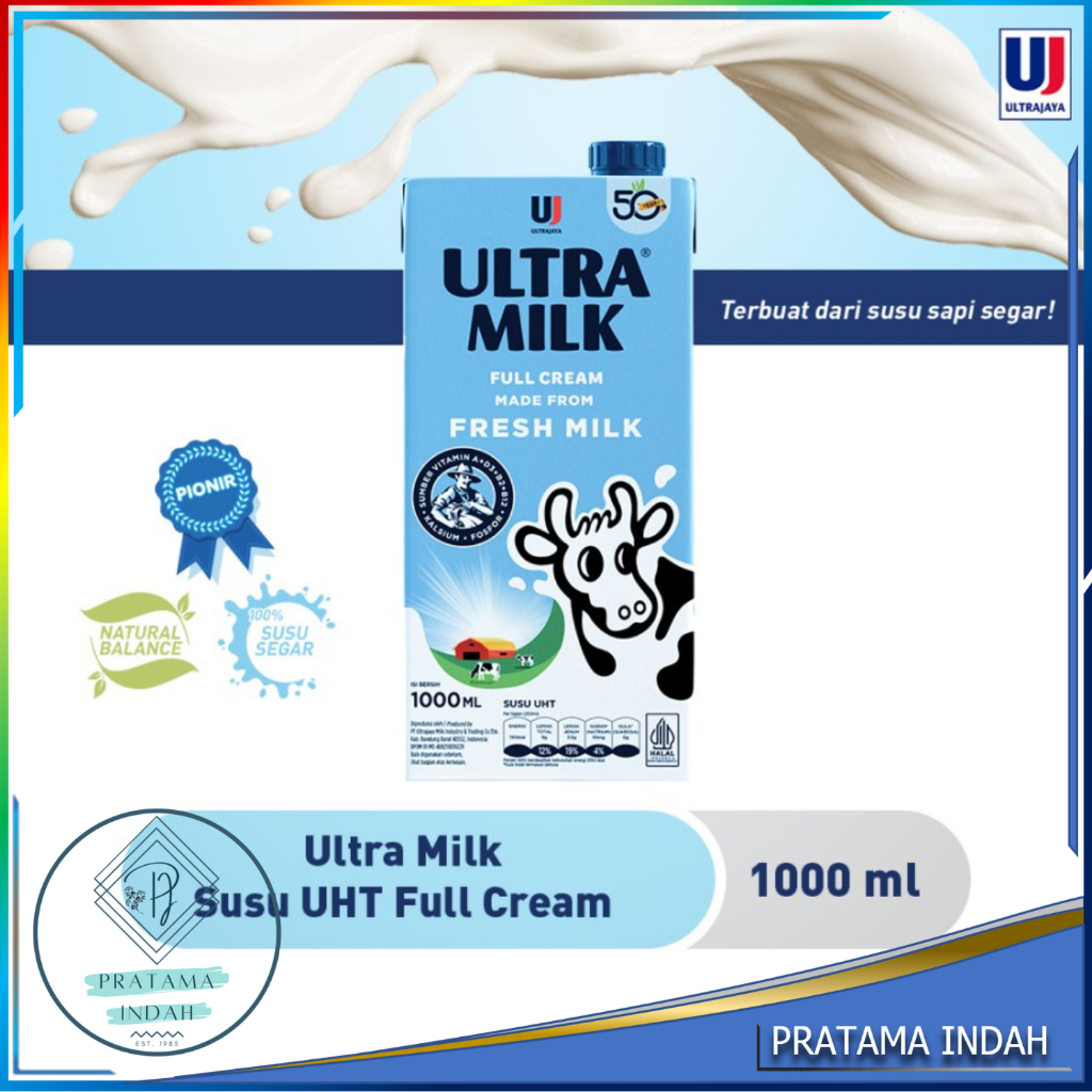 

Susu Ultra Milk Susu UHT Full Cream 1 Liter /1000 Ml Harga 1 Pcs