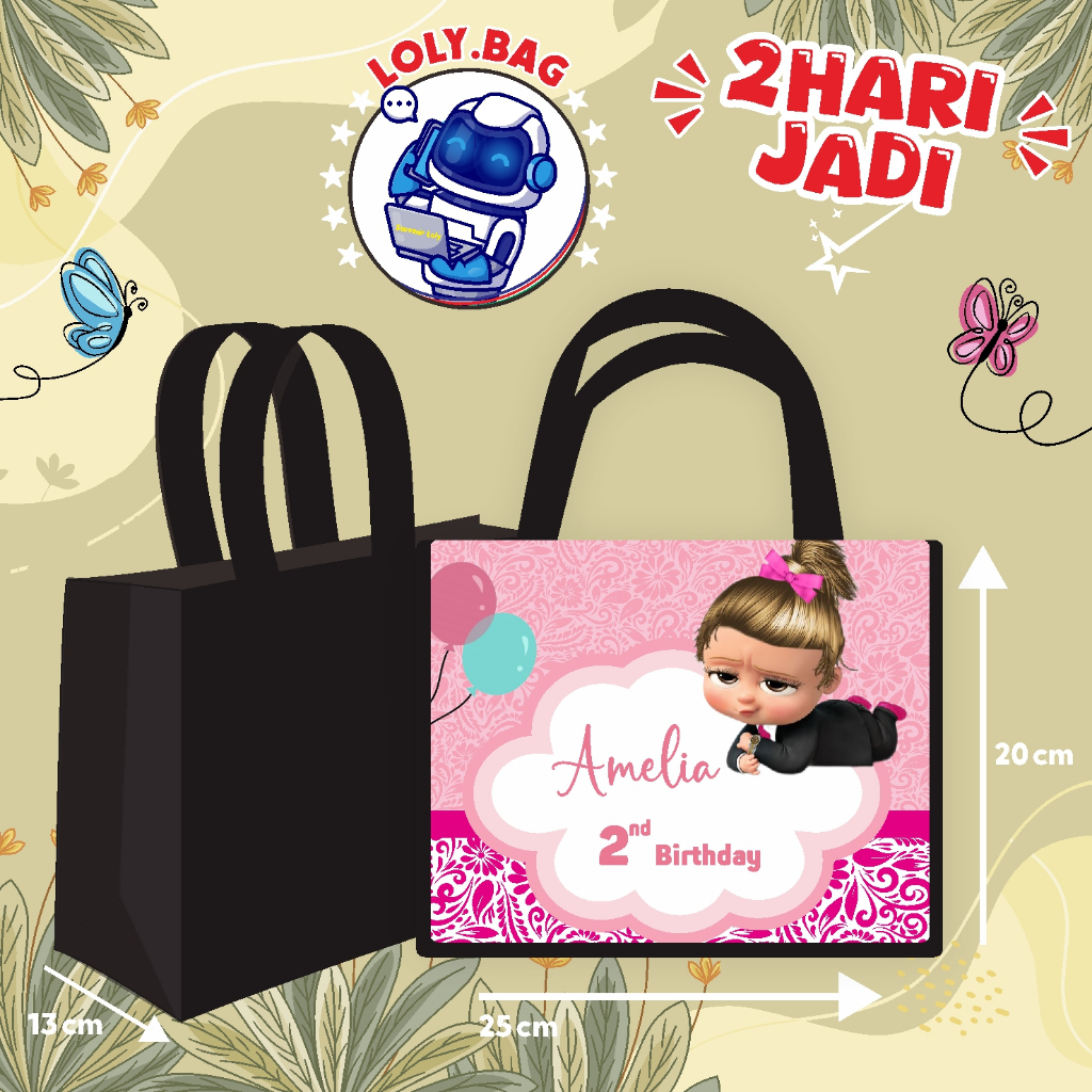 

Tas Ultah / Tas Ulang Tahun Murah/Goodie bag murah/souvenir ultah/Tas tema Baby Boss Girl