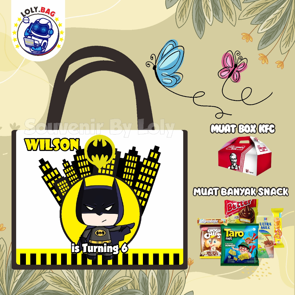 

Tas Ultah / Tas Ulang Tahun Murah/Goodie bag murah/souvenir ultah/Tas tema Batman