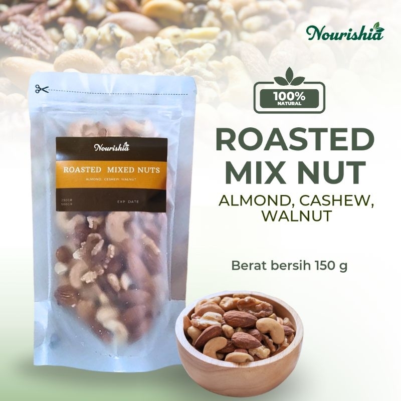 

Mixed nuts roasted 150gr (almond panggang + mete panggang + walnut panggang)