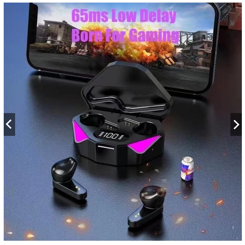 JovitechH Headsett Bluetoothh Gamingg TWSS X15 Bluetoothh V5.2 LEDD Smmartt Displayy Headsett Nirkab