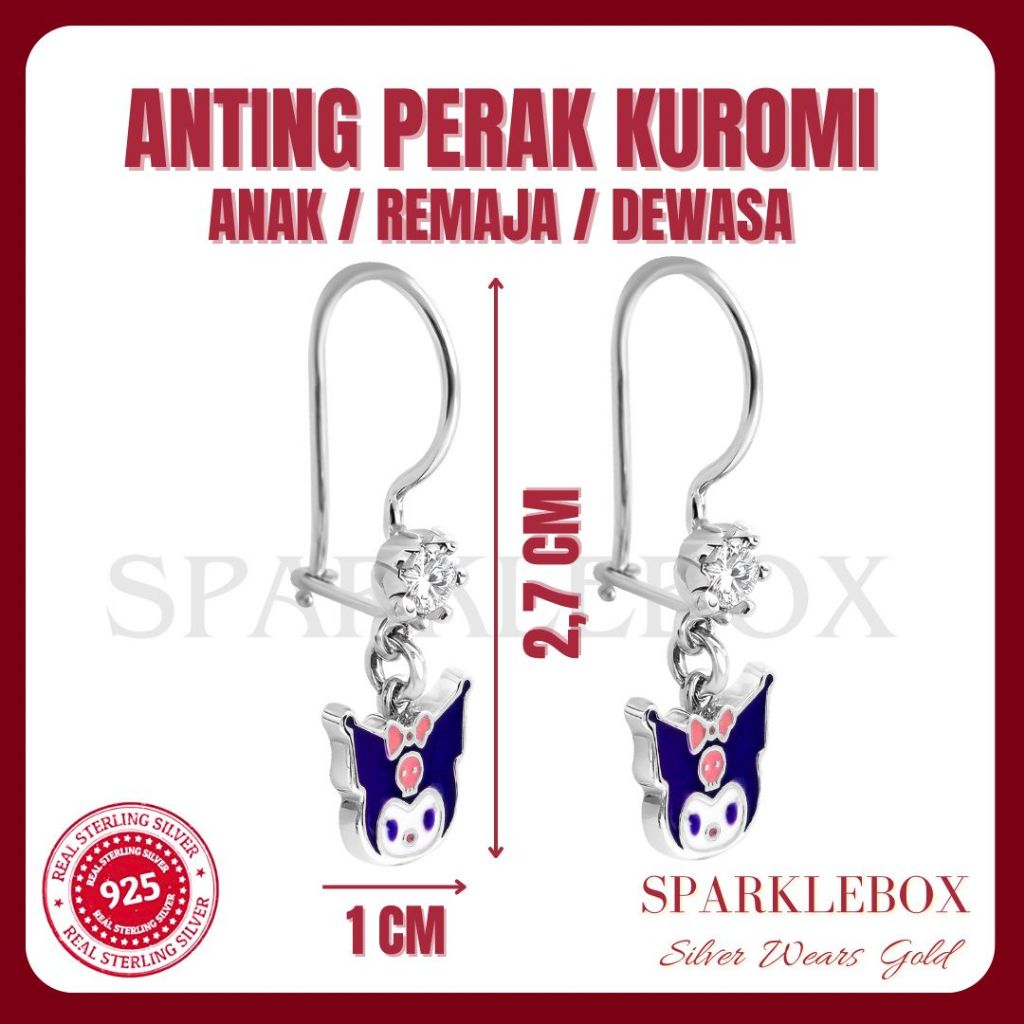CL Anting Perak Anak - Anting Anak Perempuan - Anting Anak Perak Asli - KUROMI - Sparkle Box