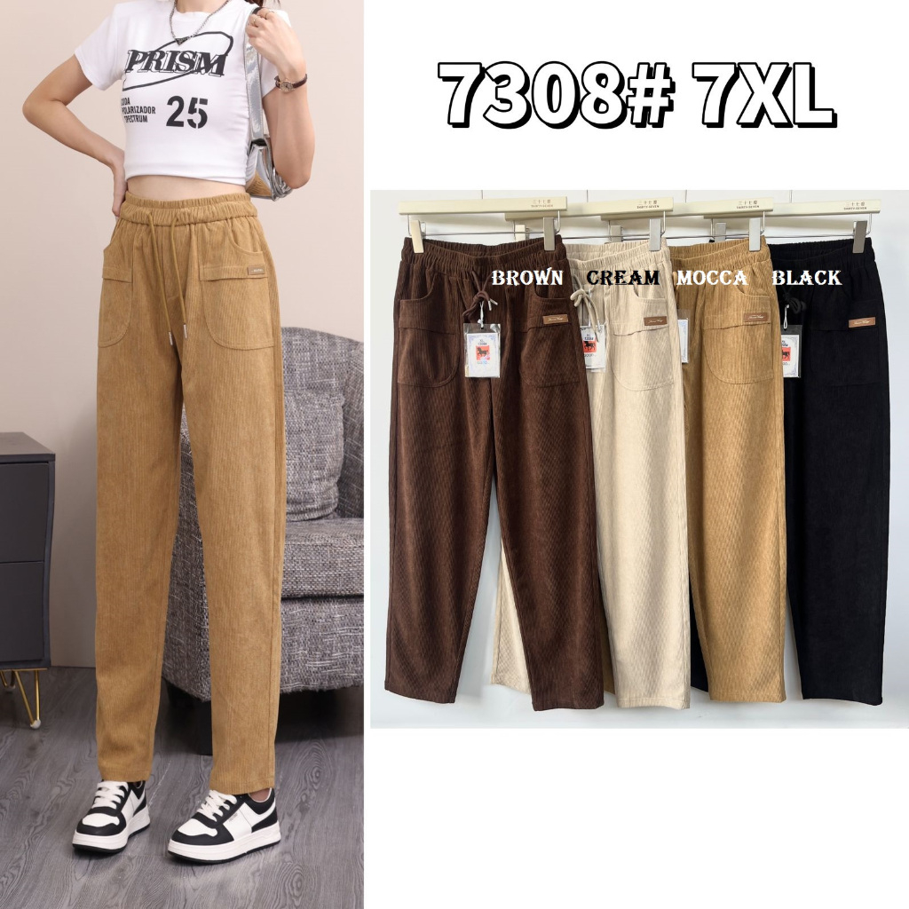 1308 3308 5308 7308  Celana Panjang Baggy Wanita Corduroy import fit to XL 3XL 5XL 7XL Good