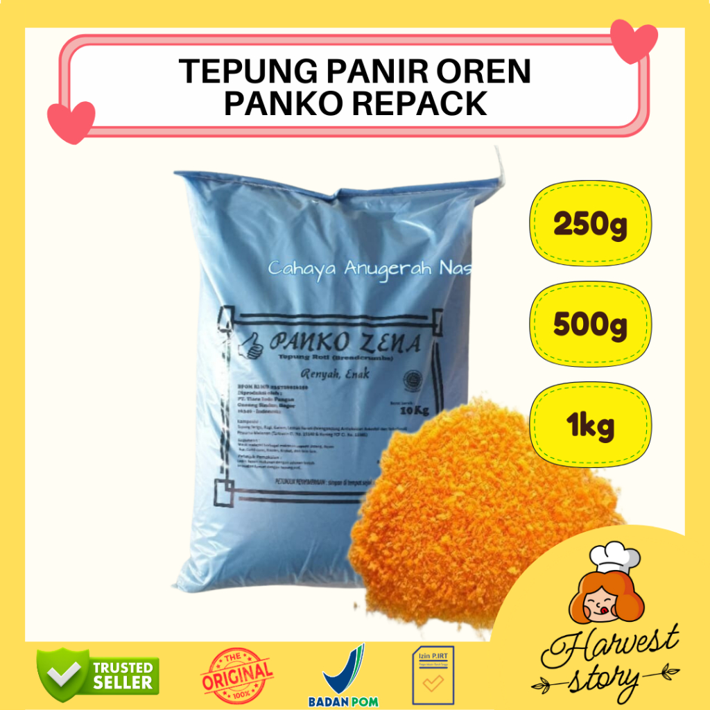 

TEPUNG PANIR PANKO PANKO REPACK OREN 250G / 500G / 1KG / TEPUNG PANIR OREN 250G