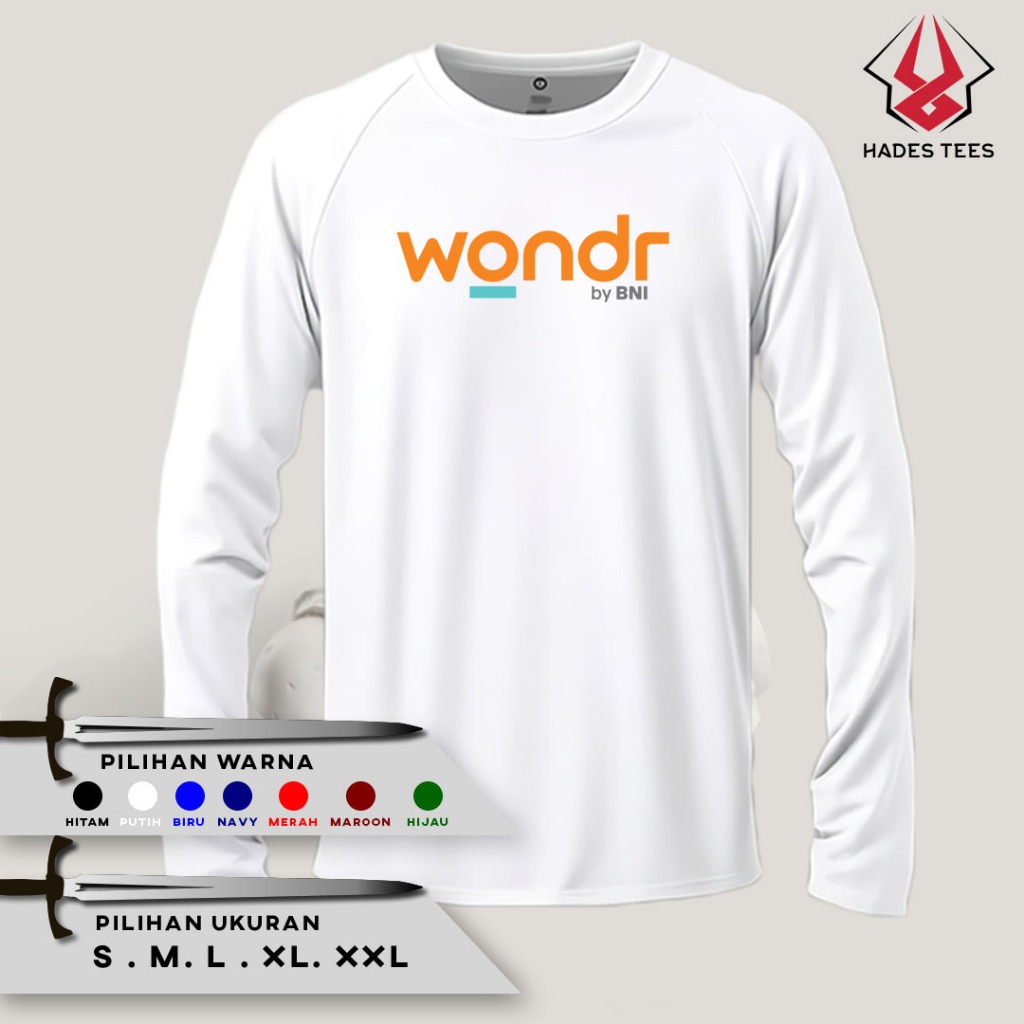 KAOS WONDR BY BNI BAJU  LENGAN PANJANG |TSHIRT KANTOR KARYAWAN BUMN BANK NEGARA INDONESIA