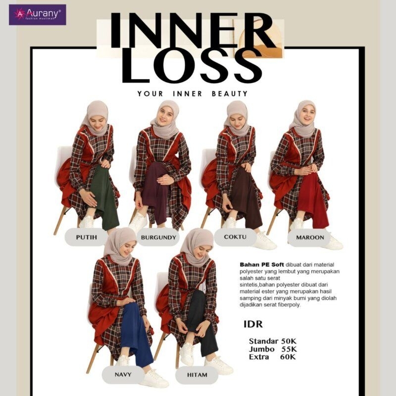 Aurany Inner Dewasa Loss Celana Panjang Daleman Dalaman Gamis Wanita Katun Tebal Adem