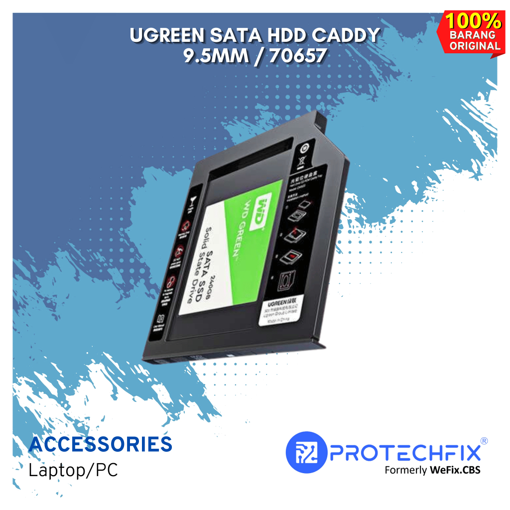 UGREEN SSD HDD Caddy Slim 9.5mm UGREEN Sata DVD Slot Hardisk 2.5" SSD 5TB 70657