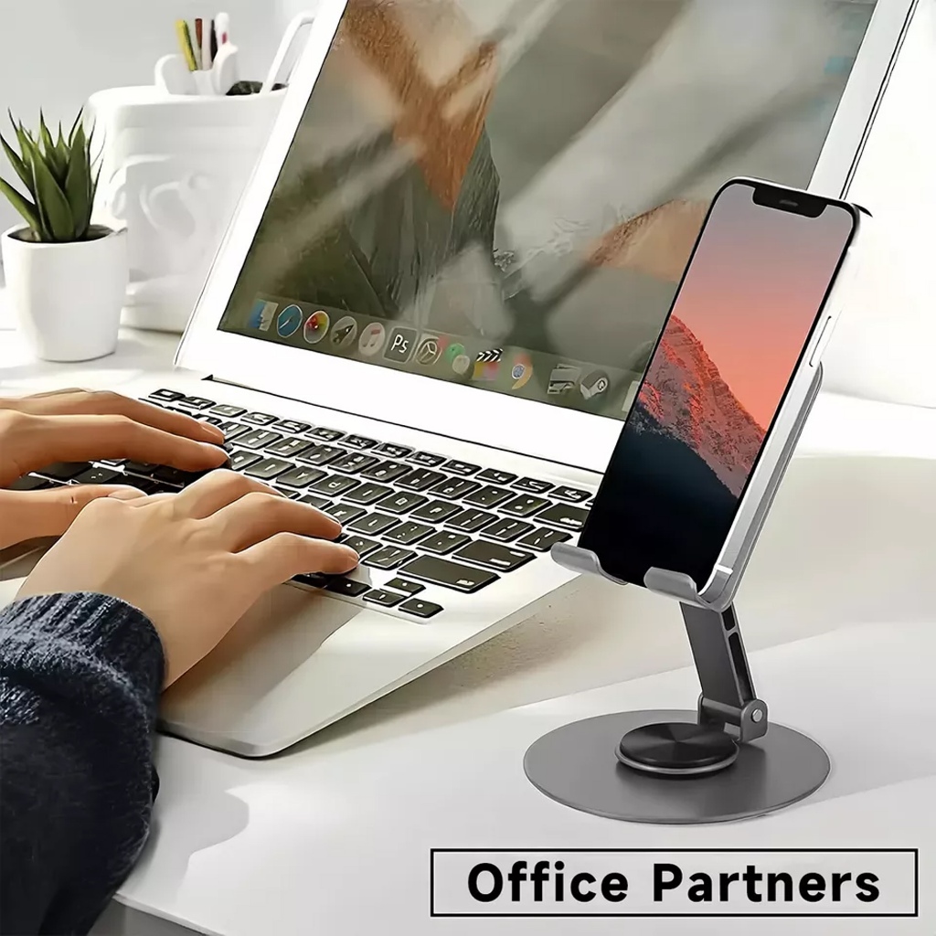 Phone Holder Putar Stand Holder HP Metal Rotasi 360 Phone Holder Meja Dudukan Ponsel/Tablet Meja