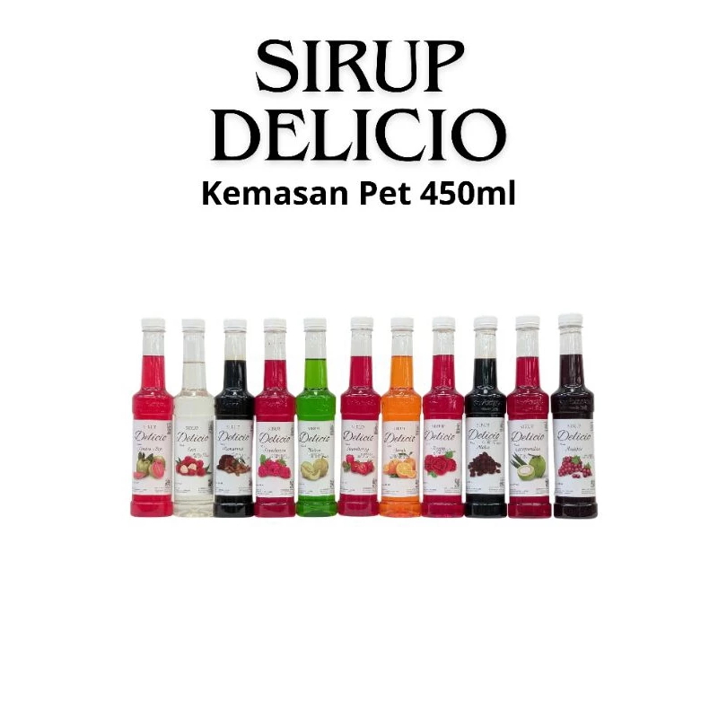 

Delicio sirup rasa buah 100% gula asli kemasan 450 ml botol plastik