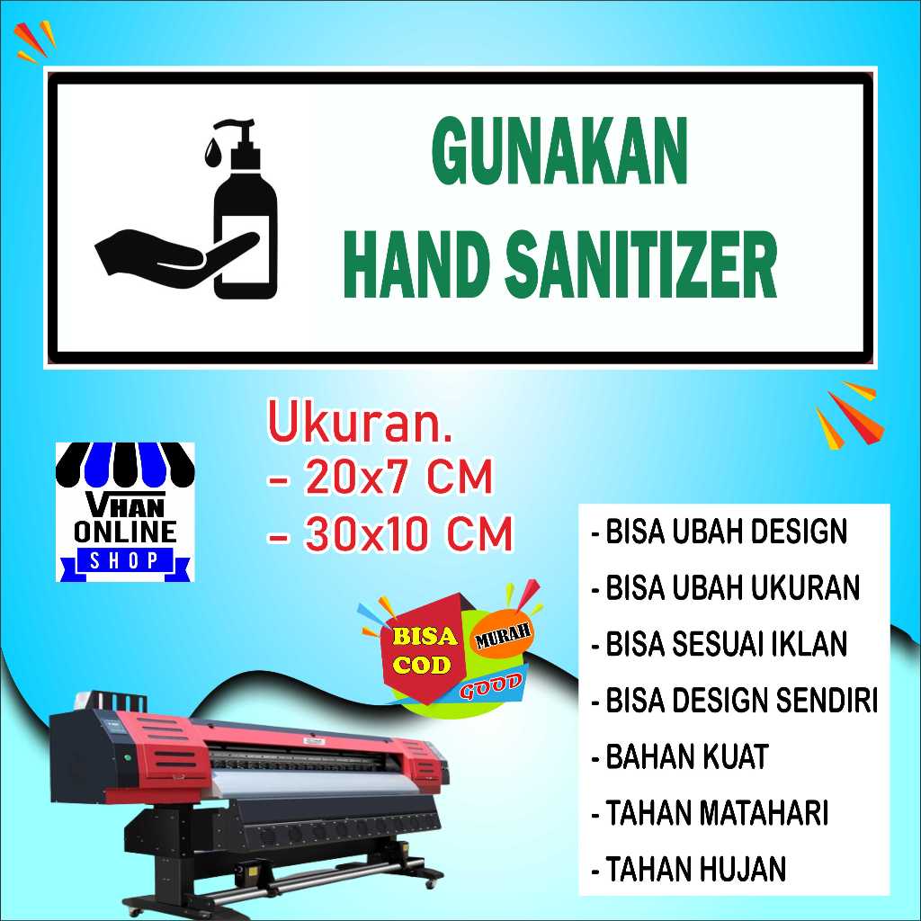 

Cetak Stiker Tulisan Gunakan Hand Sanitizer Bahan Bagus Putih