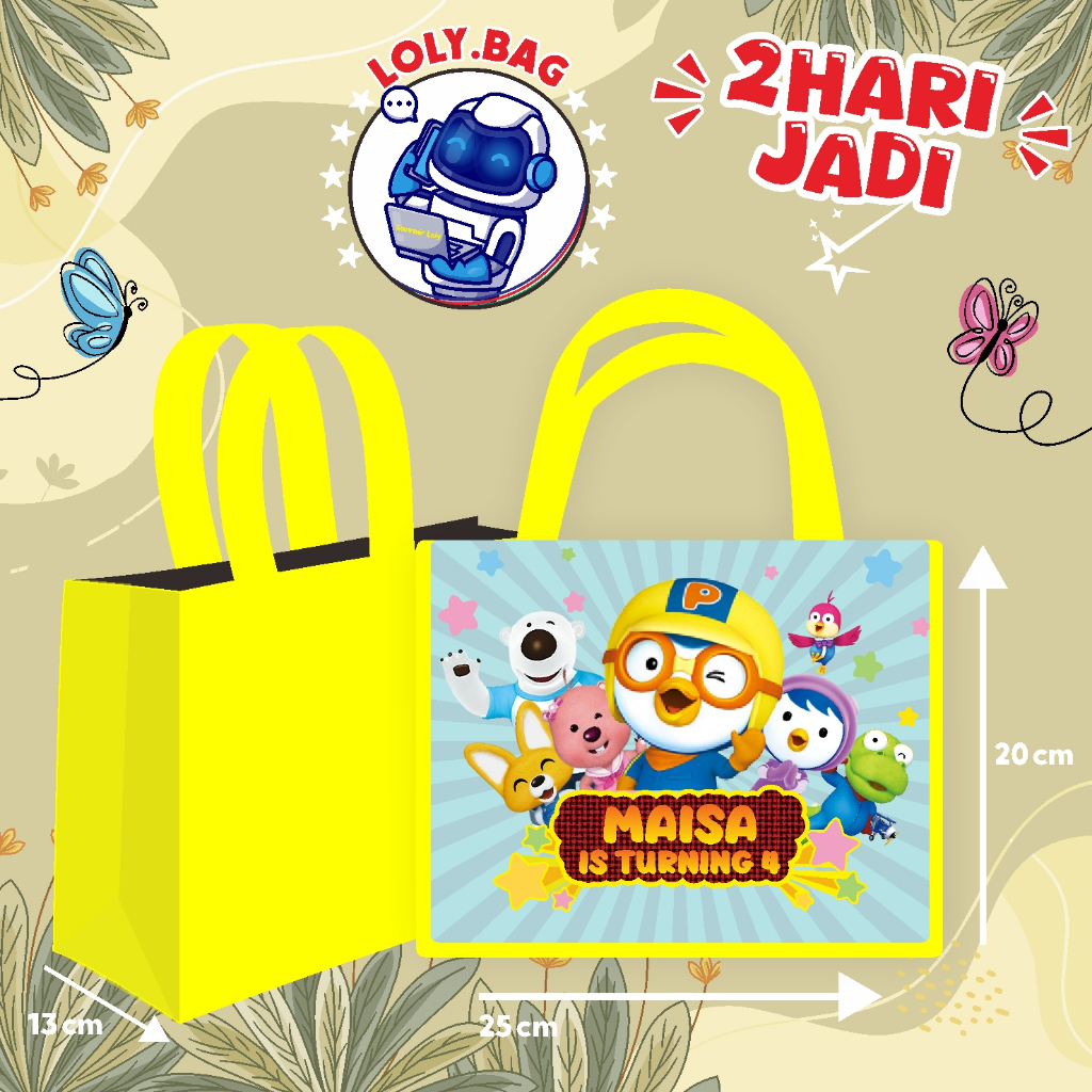 

Tas Ultah / Tas Ulang Tahun Murah/Goodie bag murah/souvenir ultah/Tas tema Pororo