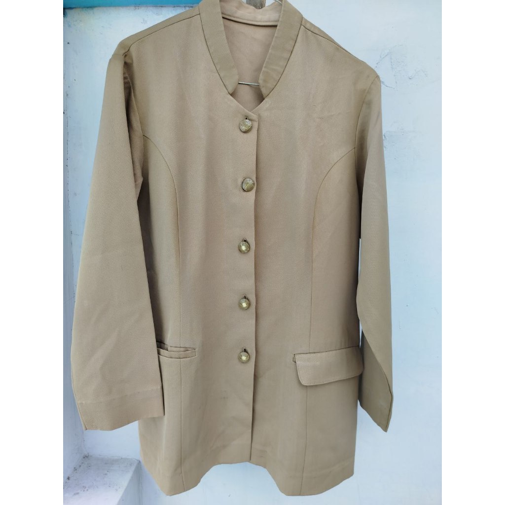 [Seragam Preloved] Atasan Seragam/Pakaian Dinas PNS Guru Khaki/Keki Wanita Lengan Panjang Murah (Kan