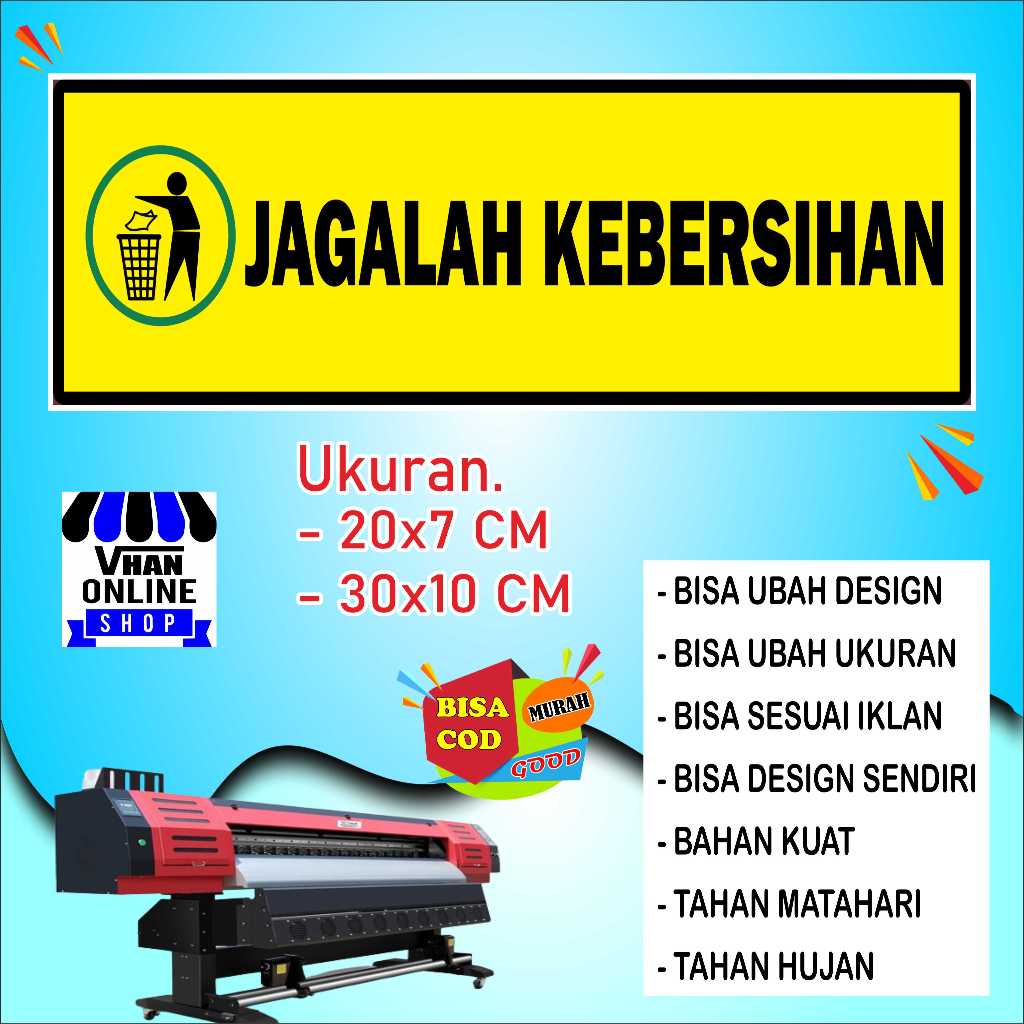 

Cetak Stiker Tulisan Jagalah Kebersihan Design Simple Kuning