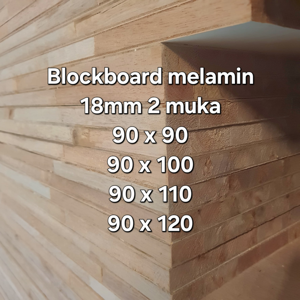 Blockboard melamin 2 muka custom 18mm lebar 90 cm