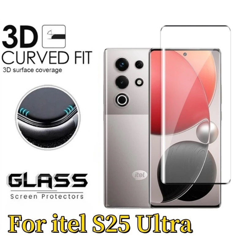 OMA - TEMPERED GLASS ITEL S25 ULTRA MELENGKUNG FULL COVER UV CAIR PELIINDUNG LAYAR HP