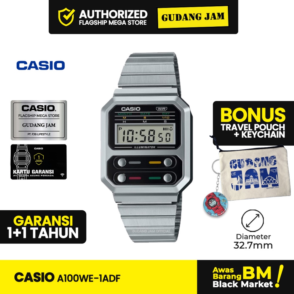 Jam Tangan Casio A100WE-1ADF A100WE-1A A100WE A100 A100WE1ADF A100WE 1ADF