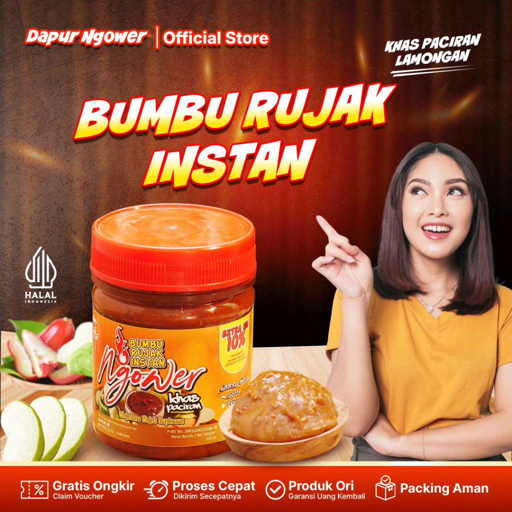 

Dapur Ngower Bumbu Rujak Instan Premium Khas Lamongan - Sambal Rujak Buah Pedas Manis Rujak Terasi Petis Halal