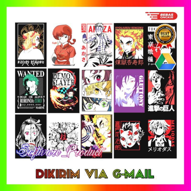 50+ Anime Collection T-shirt Design V.3 - Vector design