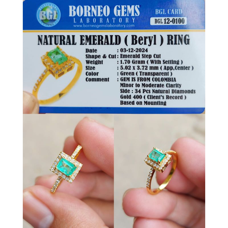 Cincin zamrud columbia berlian emas