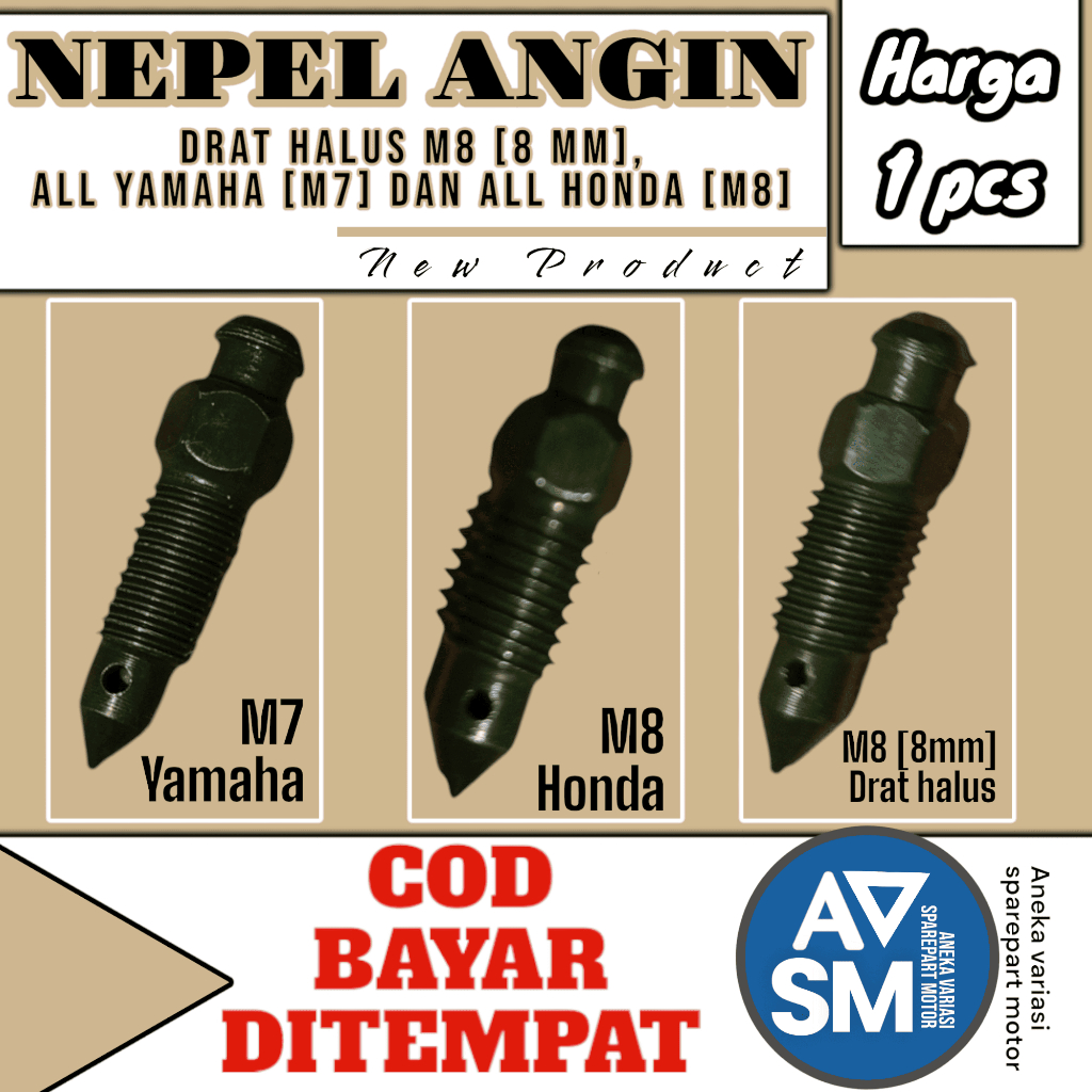 Baut Nepel - Nipple - Nipel Angin M8 - 8MM // Baut Nepel Angin Drat Halus M8 - 8 MM // Baut Nepel Al