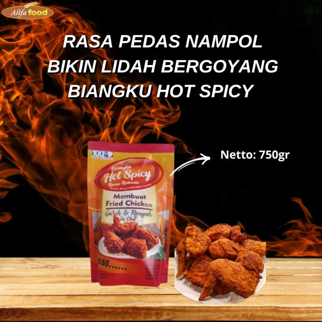 

Bumbu Biang Hot Spicy 750gr, Tepung Biang Fried Chicken pedas Alifa Food