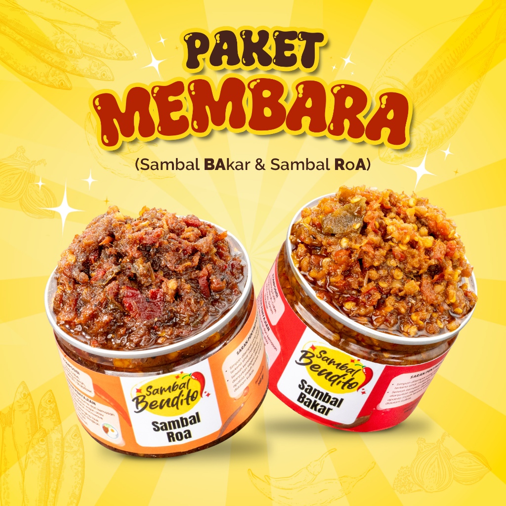 

BENDITO Paket Membara Sambal Roa Asap Asli Khas Manado dan Sambal Bakar Saji Kawanua Halal Homemade