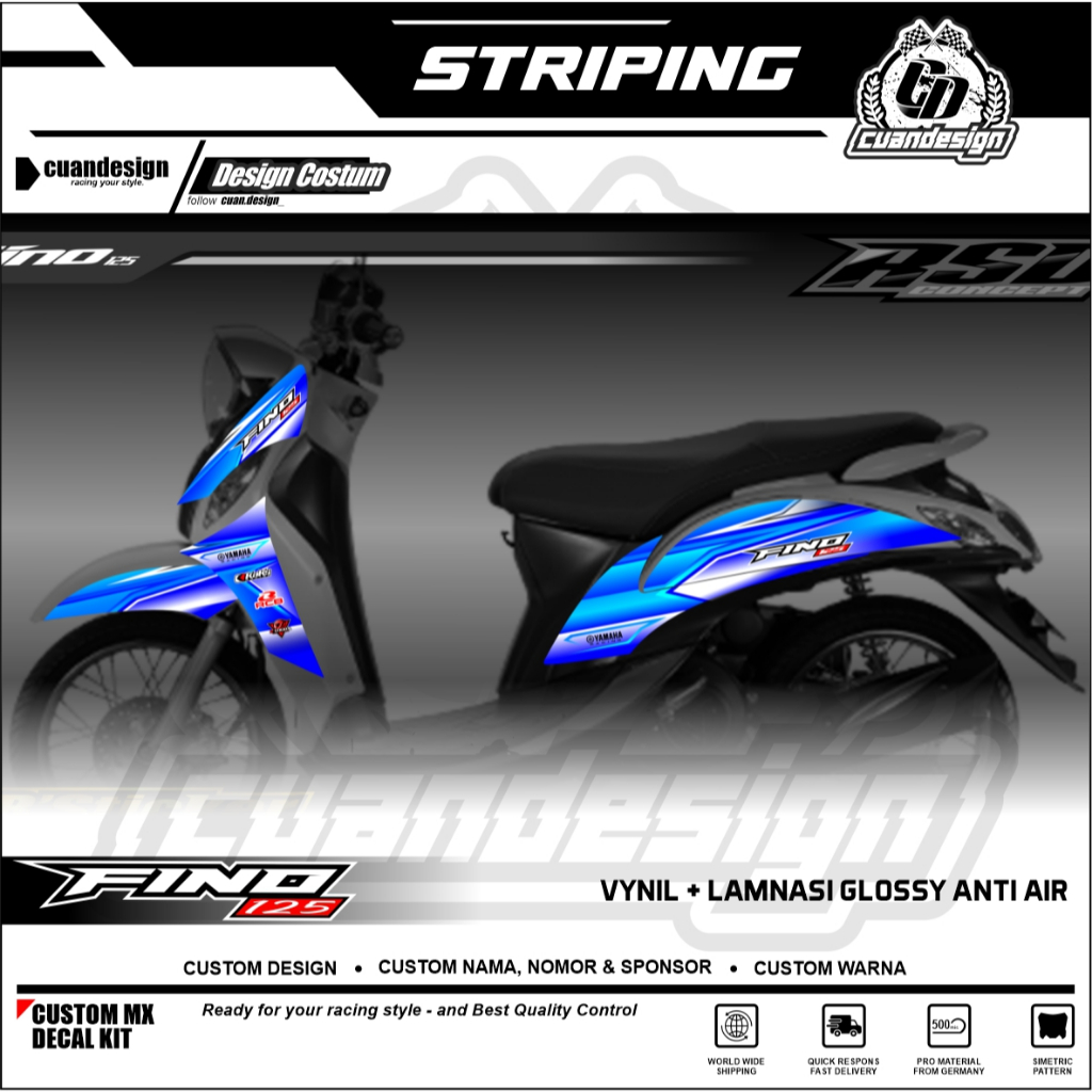 STIKER STICKER STRIPING MOTOR YAMAHA FINO 125 RACING