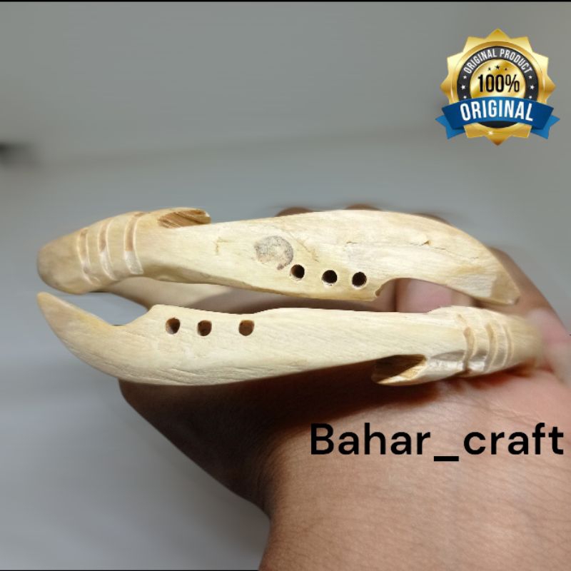 gelang akar bahar putih ukir kujang kembar