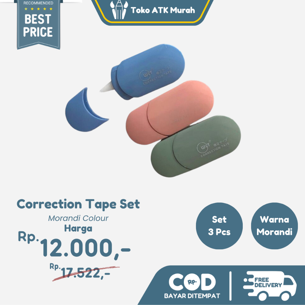 

Correction Tape Set 3 Pcs Morandi Pita Koreksi Tip-Ex Kertas