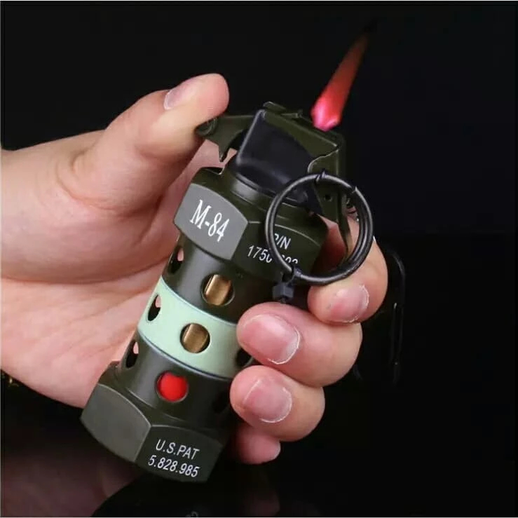 mancis korek api bara lucu model granat bom besar grenade gas lighter ada gantungan kunci