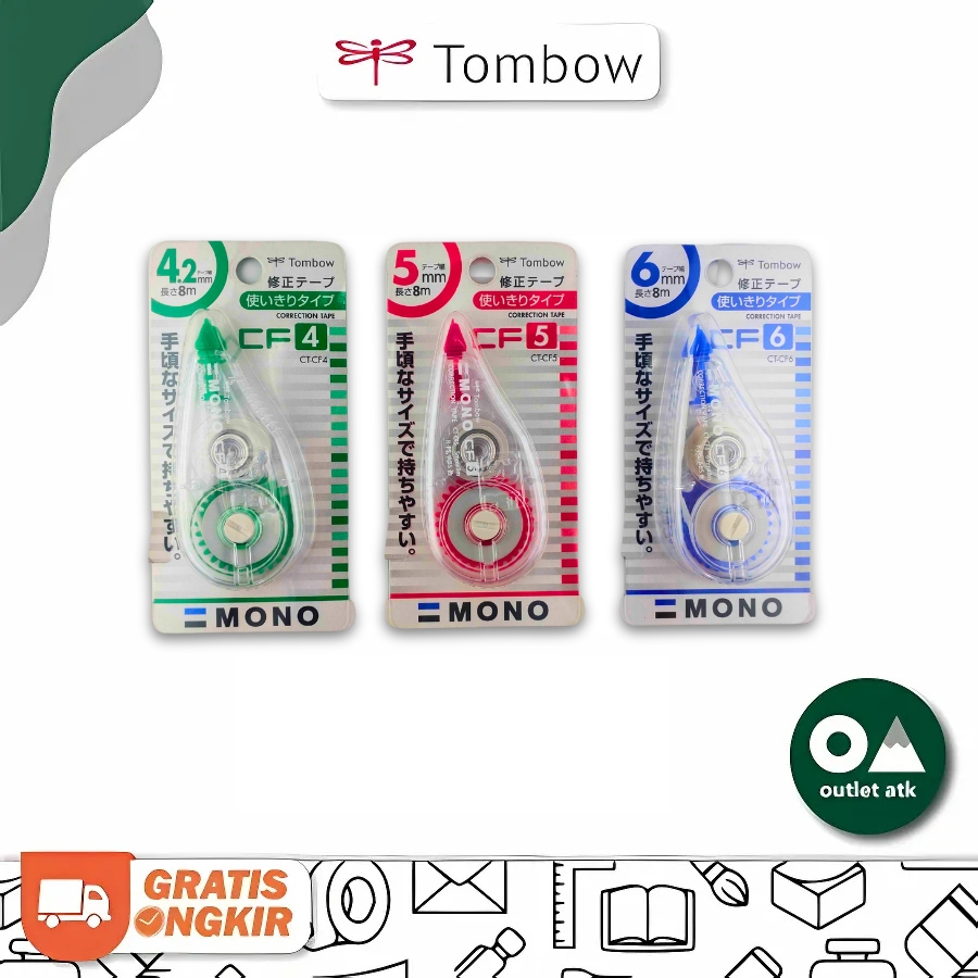 

Tombow Correction Tape Mono CF 4.2mm / 5mm / 6mm x 8m - Tipex Pita Kertas