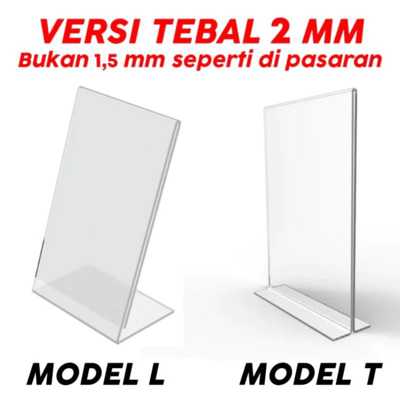 

Akrilik Tegak A5 Model T Akrilik Clear Papan Kartu Bisnis Transparan Bening