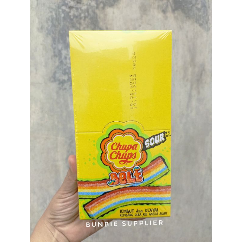 

Chupa Chups Sour Belt Kembang Gula Jeli Rasa Aneka Buah 8gr Isi 24pcs (BOX)