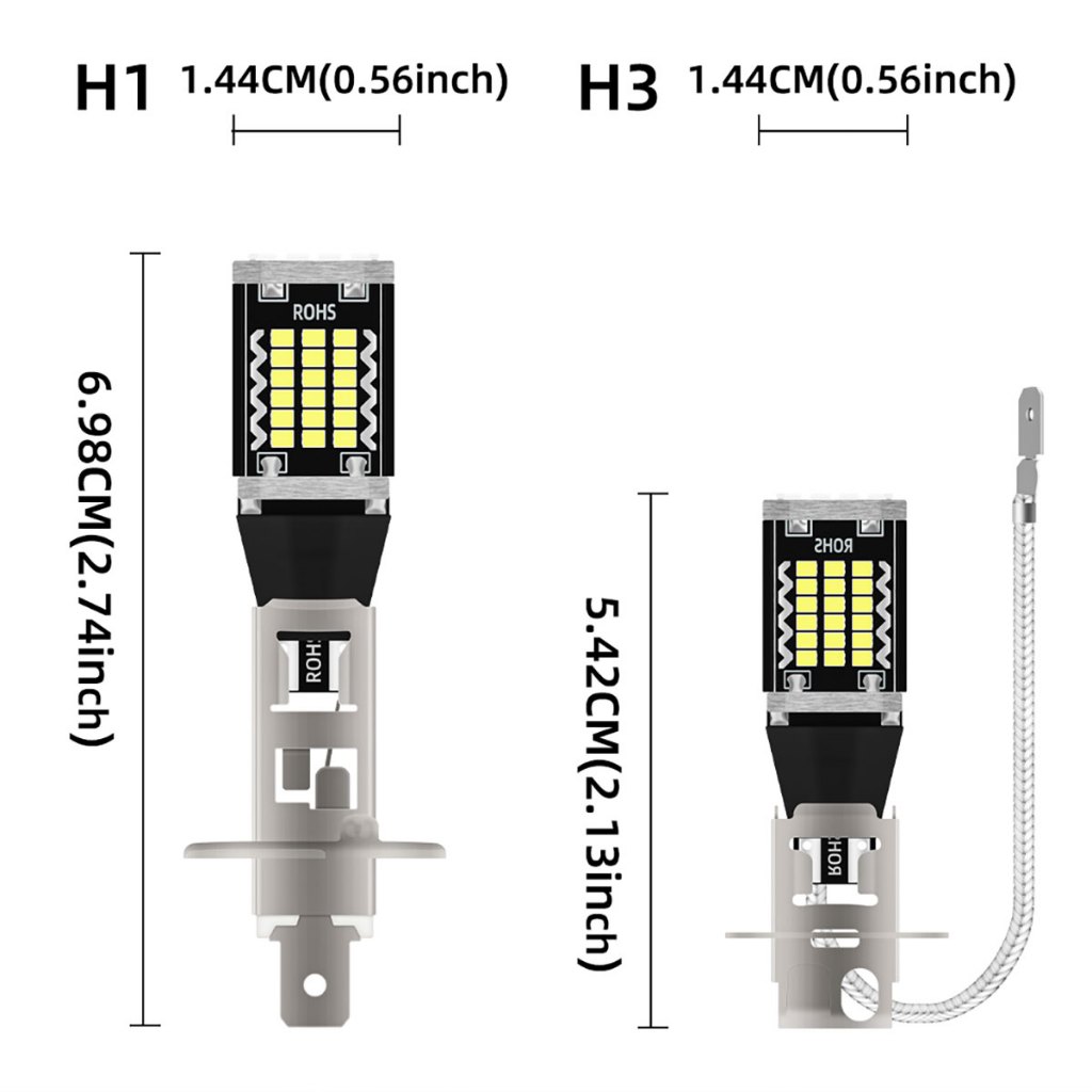 Jayy 2 Buah H3 12V-24V Kit Lampu Depan LED Cree Ultra Putih 100W 10000Lm Bohlam Lampu Berjalan Siang