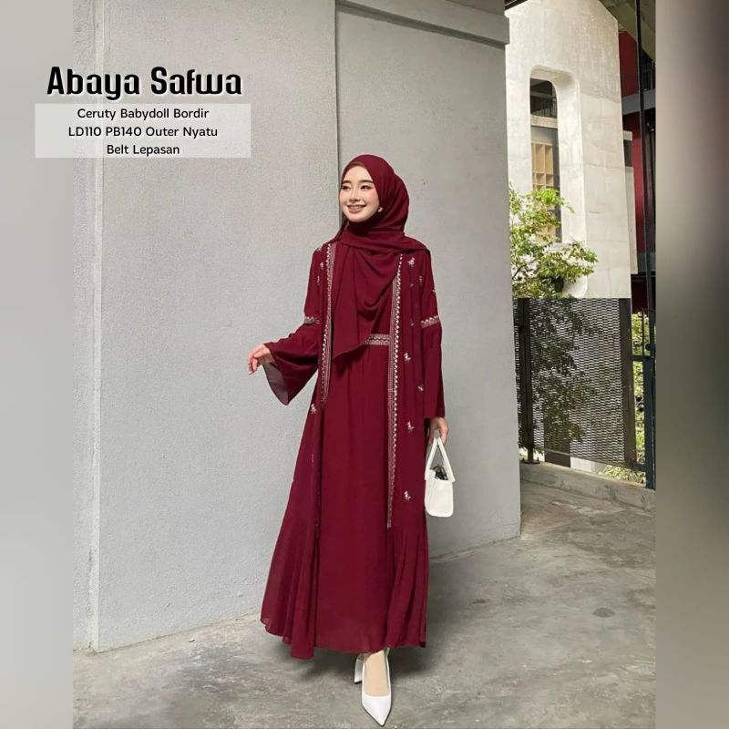 Baju Gamis Wanita Muslim Abaya Safwa Ceruti Bordir Cantik Fashion Perempuan Dewasa Remaja Cewek Putr