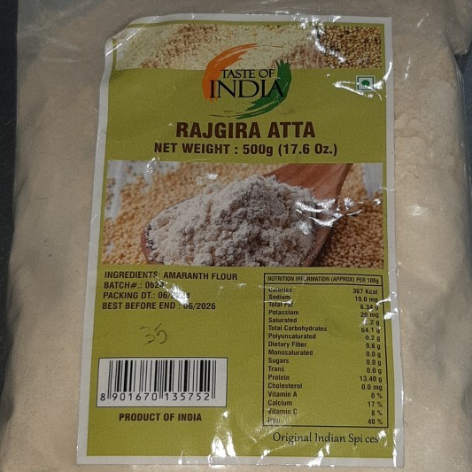 

RAJGIRA ATTA TASTE OF INDIA 500G / Tepung Ramdana / Biji Bayam