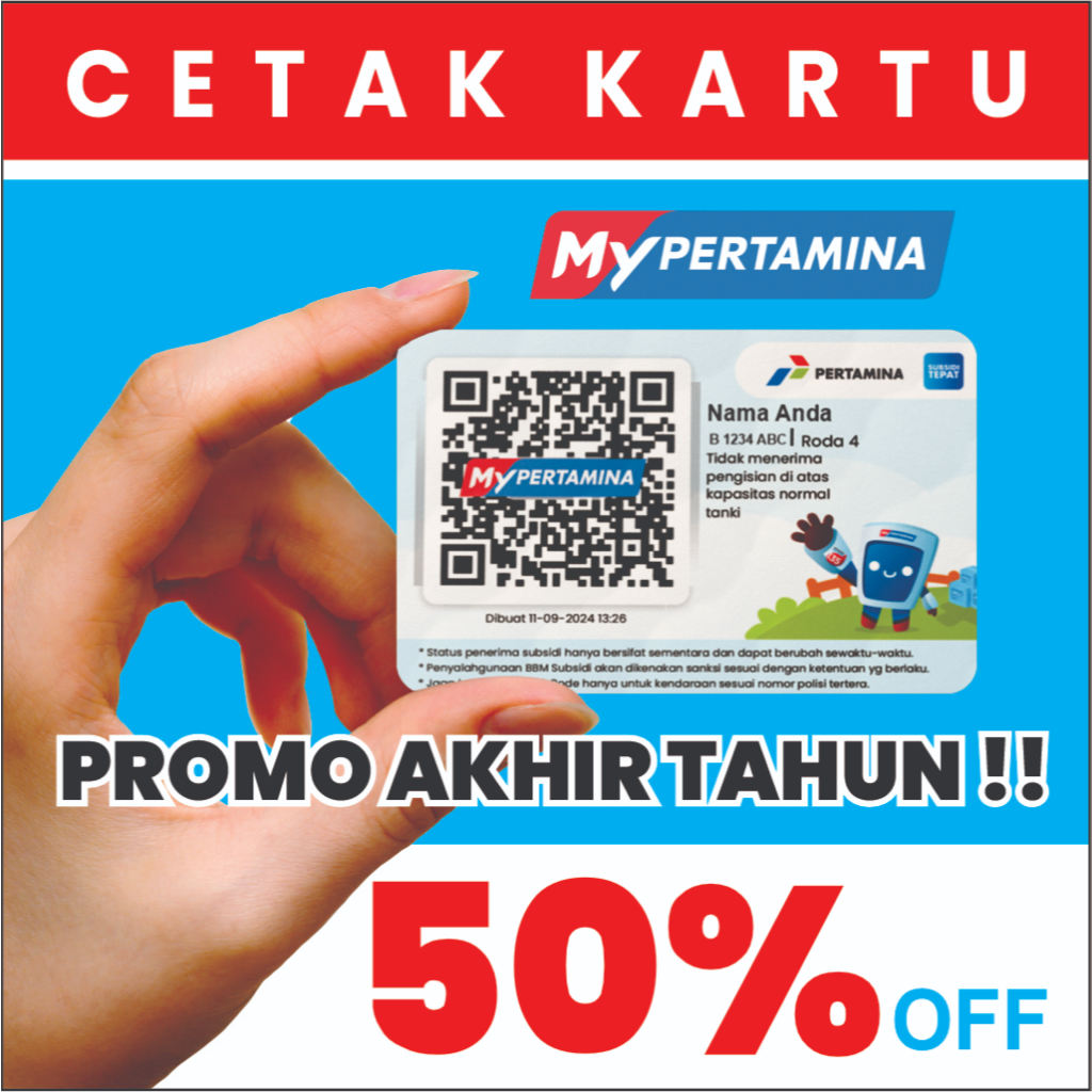 Cetak Kartu MyPertamina bahan Pvc Standard ISO / Barcode MyPertamina / Custom Foto / Gambar Mobil