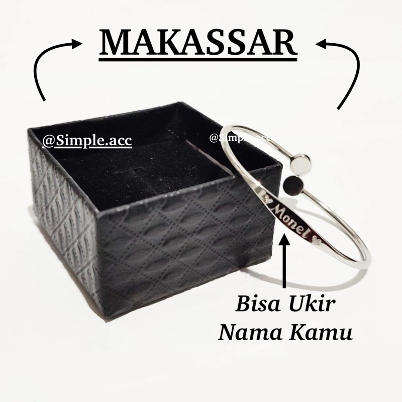 Gelang ukir nama / gelang monel / gelang besi putih / gelang baja / gelang bayi anak remaja dewasa