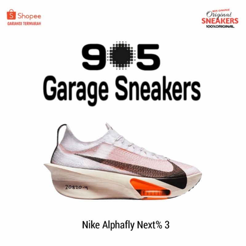 Sepatu Nike Alphafly Next% 3 Proto White Black Orange Original