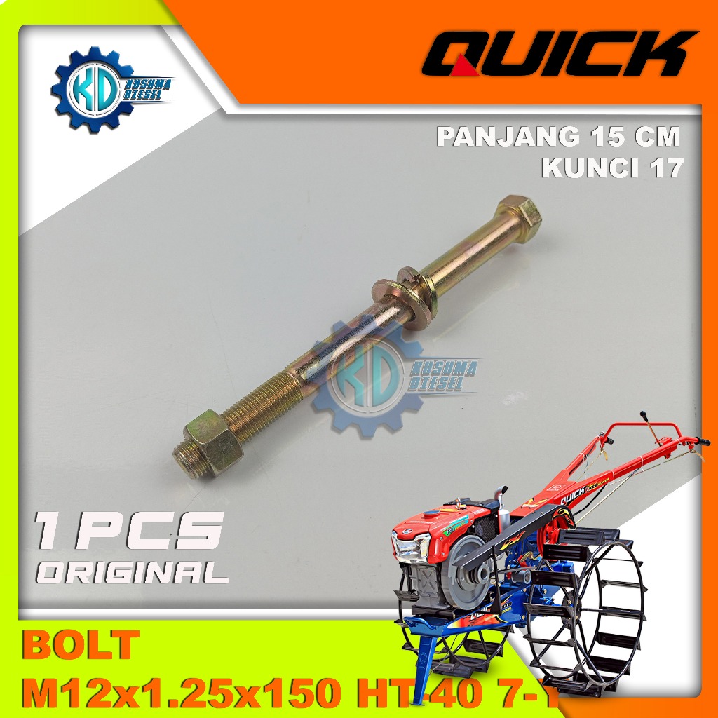 BAUT STANG / SETIR - BOLT SET 4 (S) M12 X 1.25 X 150 HT-40 7-Y (BOLT + PLAIN WASHER + SPRING WASHER 