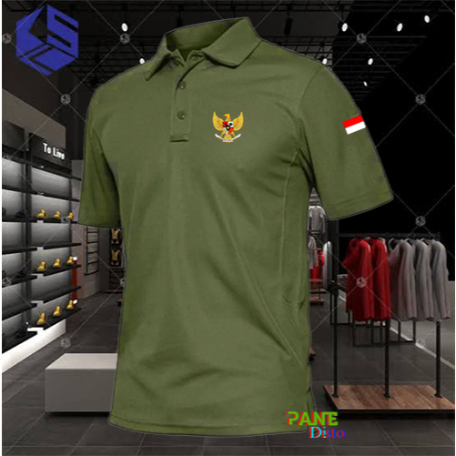 Kaos Kerah Pria Logo Garuda Bendera Lengan / Kaos Polo Garuda Bendera / Kaos Pria Polo Shirt