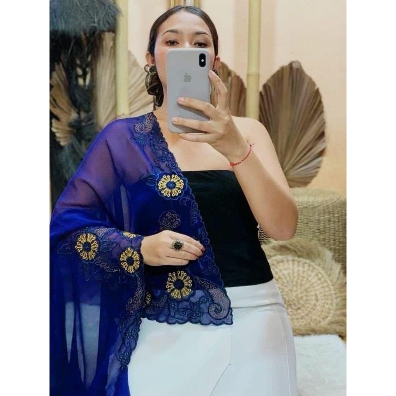 KAIN Semi bordir special hitam bahan sutra crep // KEBAYA BORDIR ENCIM