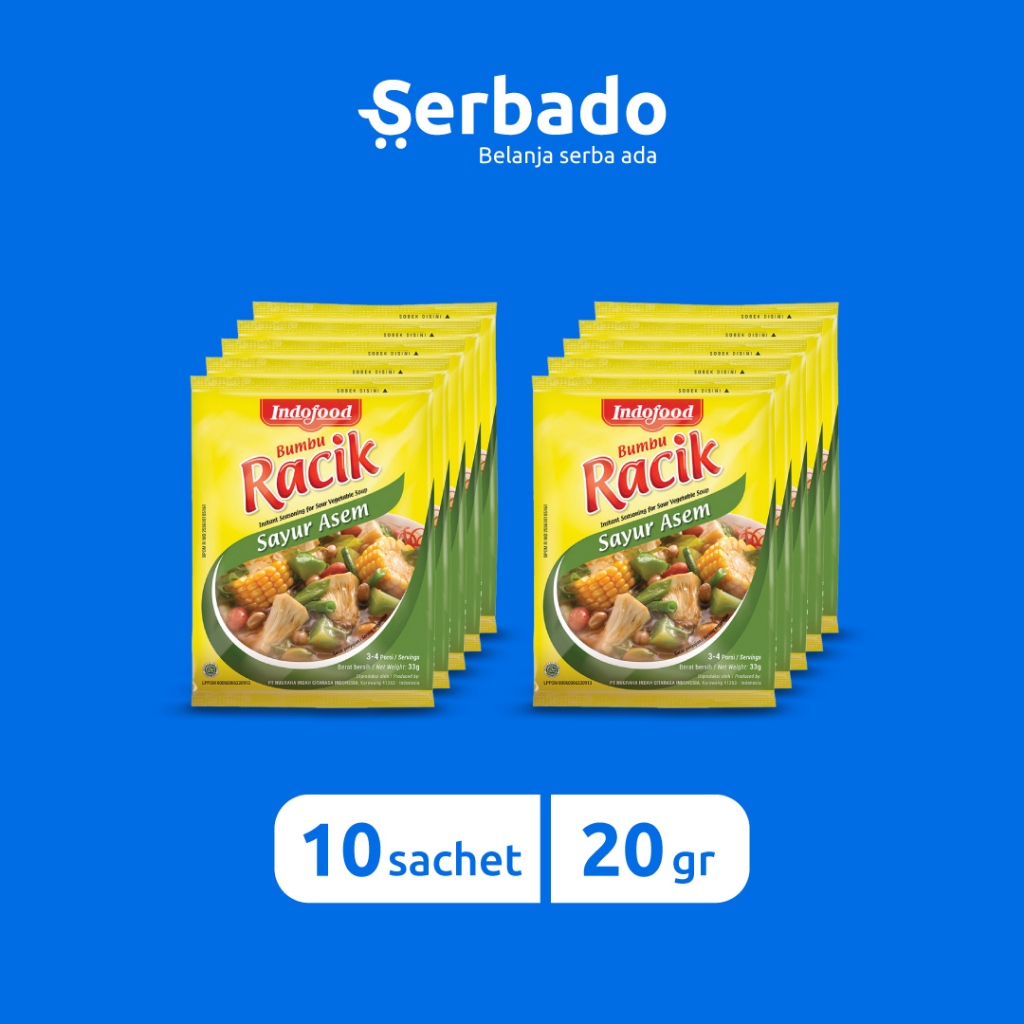 

Racik Bumbu Indofood Sayur Asem Kemasan Sachet 33gr (Isi 10 sachet)